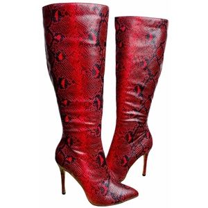 Catherine Malandrino Rosah Red Snake Pointed Heel